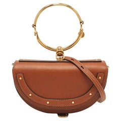 Chloé Brown Leather Nile Bracelet Minaudiere Crossbody Bag