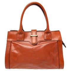 Chloe Brown Leather Oversized Zipper Tote