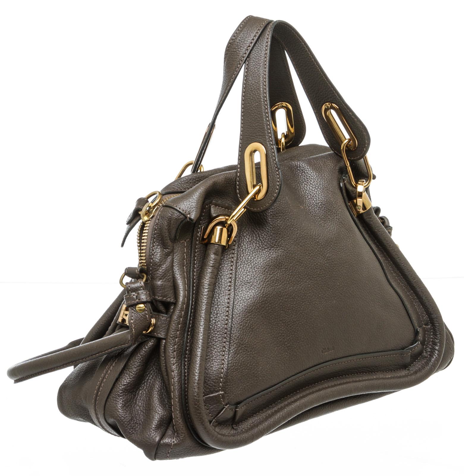 Chloe Brown Leather Paraty Medium Satchel Handbag 3