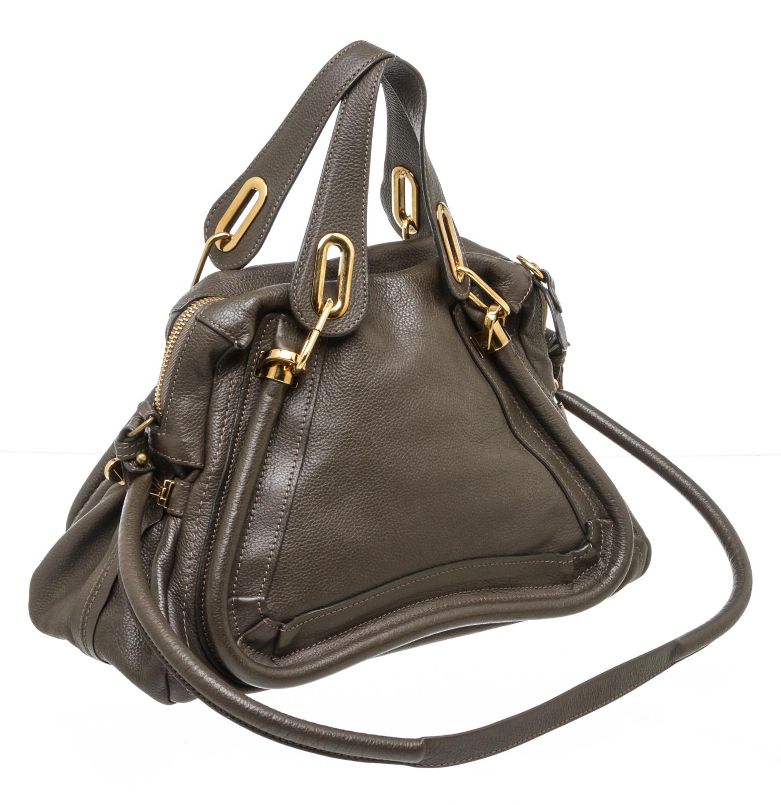 Chloe Brown Leather Paraty Medium Satchel Handbag 4