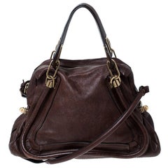 Chloe Brown Leather Paraty Shoulder Bag