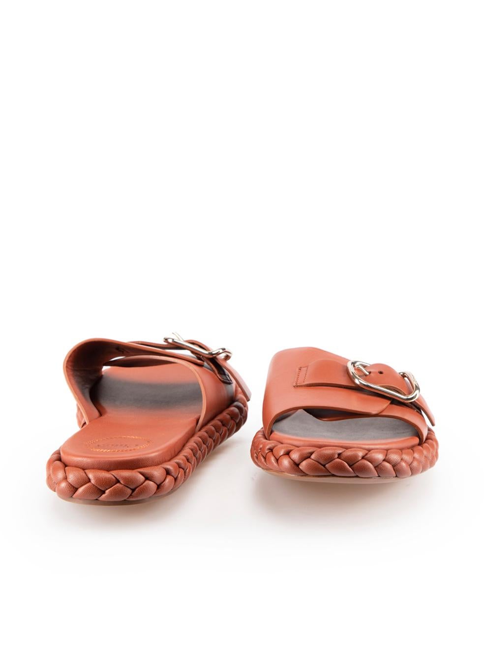 Chloé Brown Leather Pip Braided Sole Sandals Size IT 40 In New Condition In London, GB