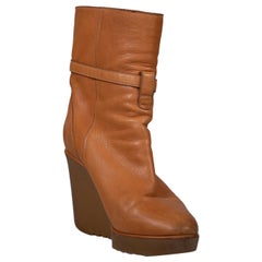 Chloé - Bottes à semelles compensées en cuir marron Taille IT 36