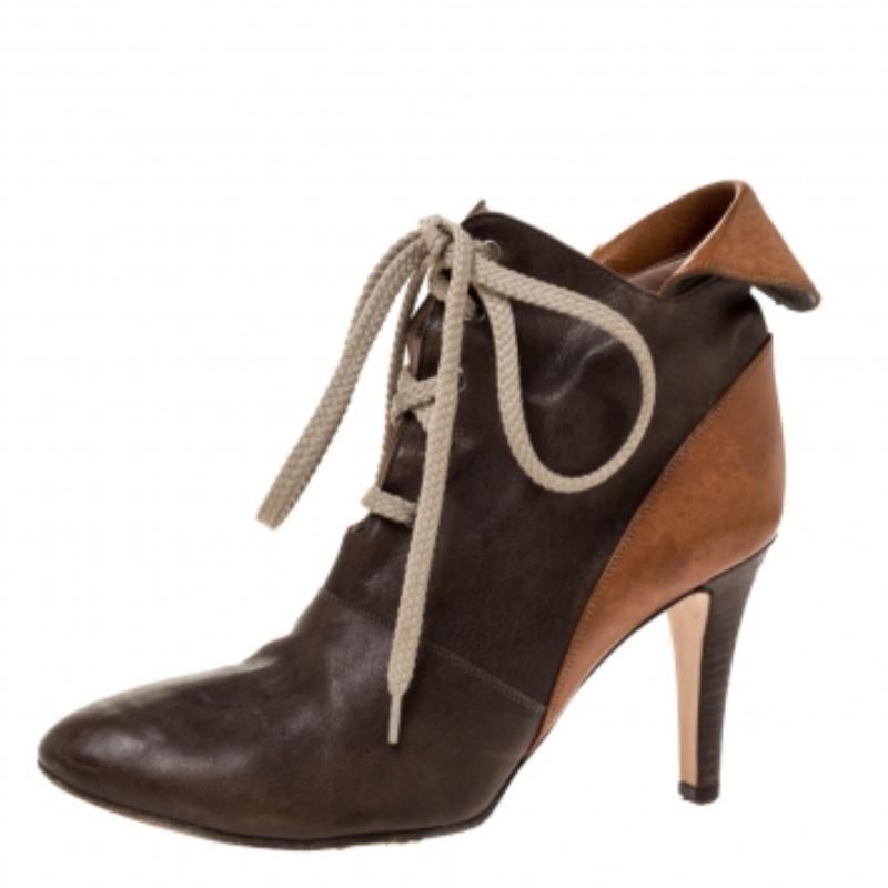 Nero Chloe - Stivaletti a punta in pelle marrone misura 36 in vendita