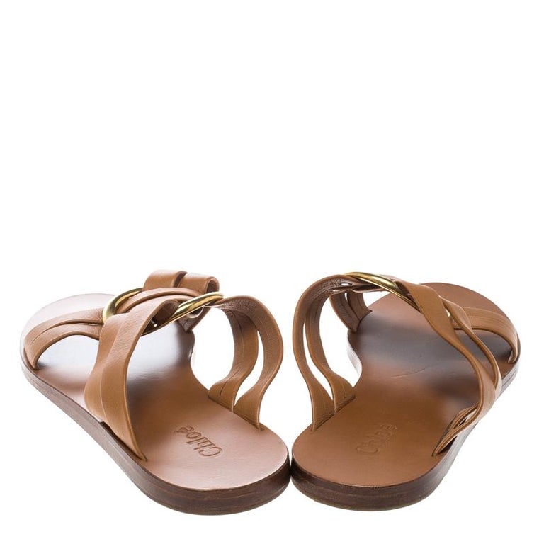 Chloe Brown Leather Rony Crisscross Flat Sandals Size 37 For Sale at  1stDibs | asian chloe brown, chloe rony sandal, chloe flat sandals