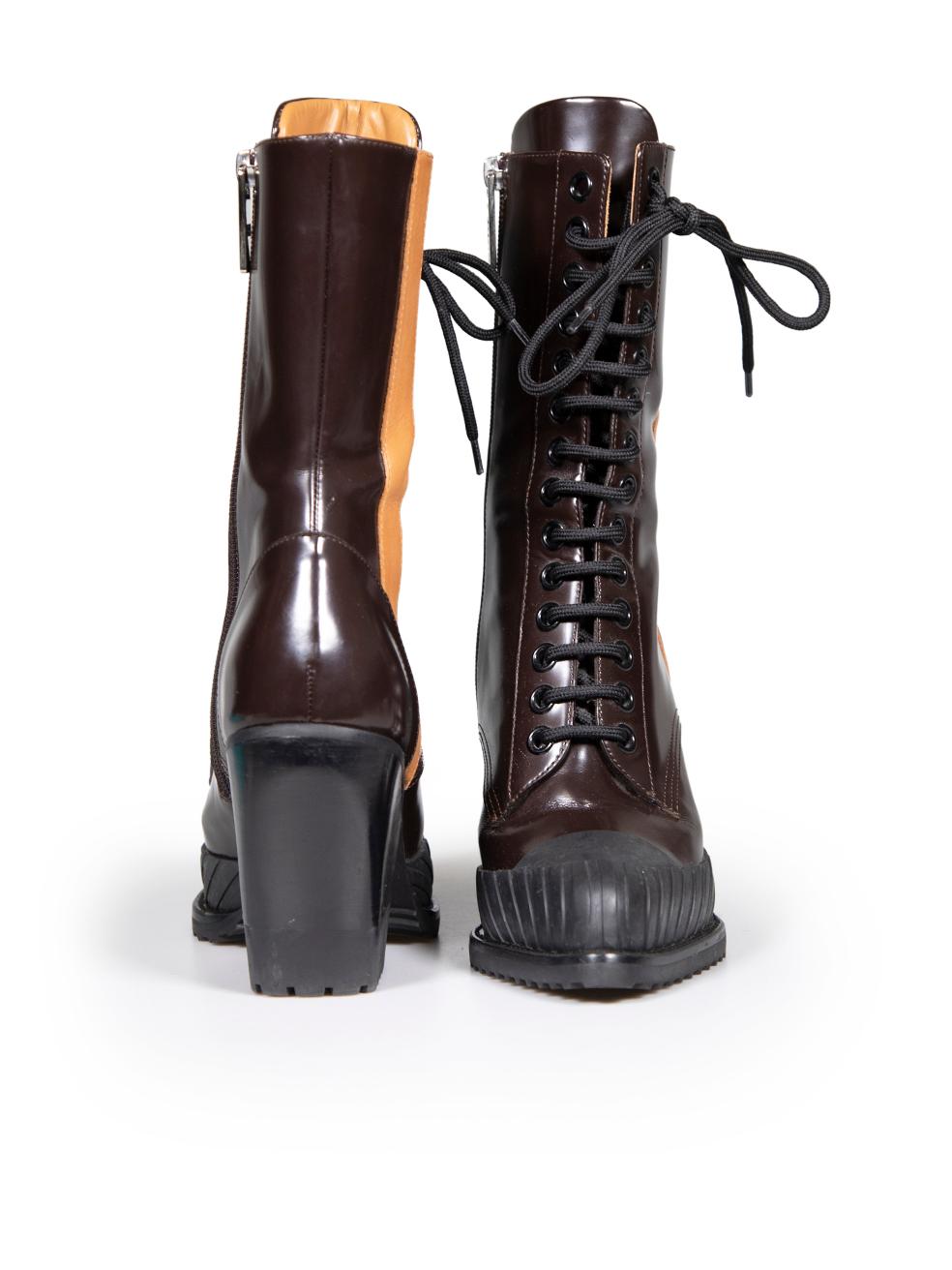 Chloé Brown Leather Rylee Lace Up Boots Size IT 39 In Good Condition For Sale In London, GB