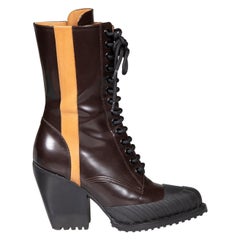 Chloé Brown Leather Rylee Lace Up Boots Size IT 39
