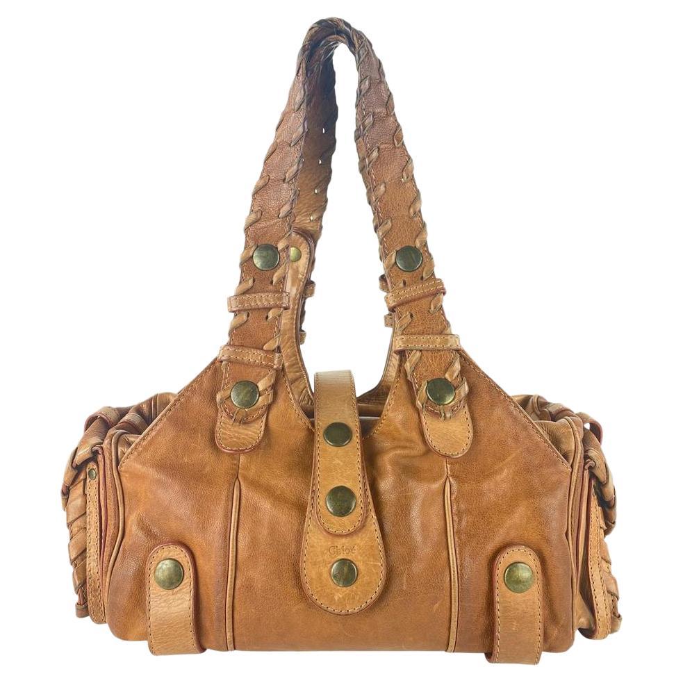 chloe Brown Leather Silverado Shoulder Bag 1CHL9 For Sale