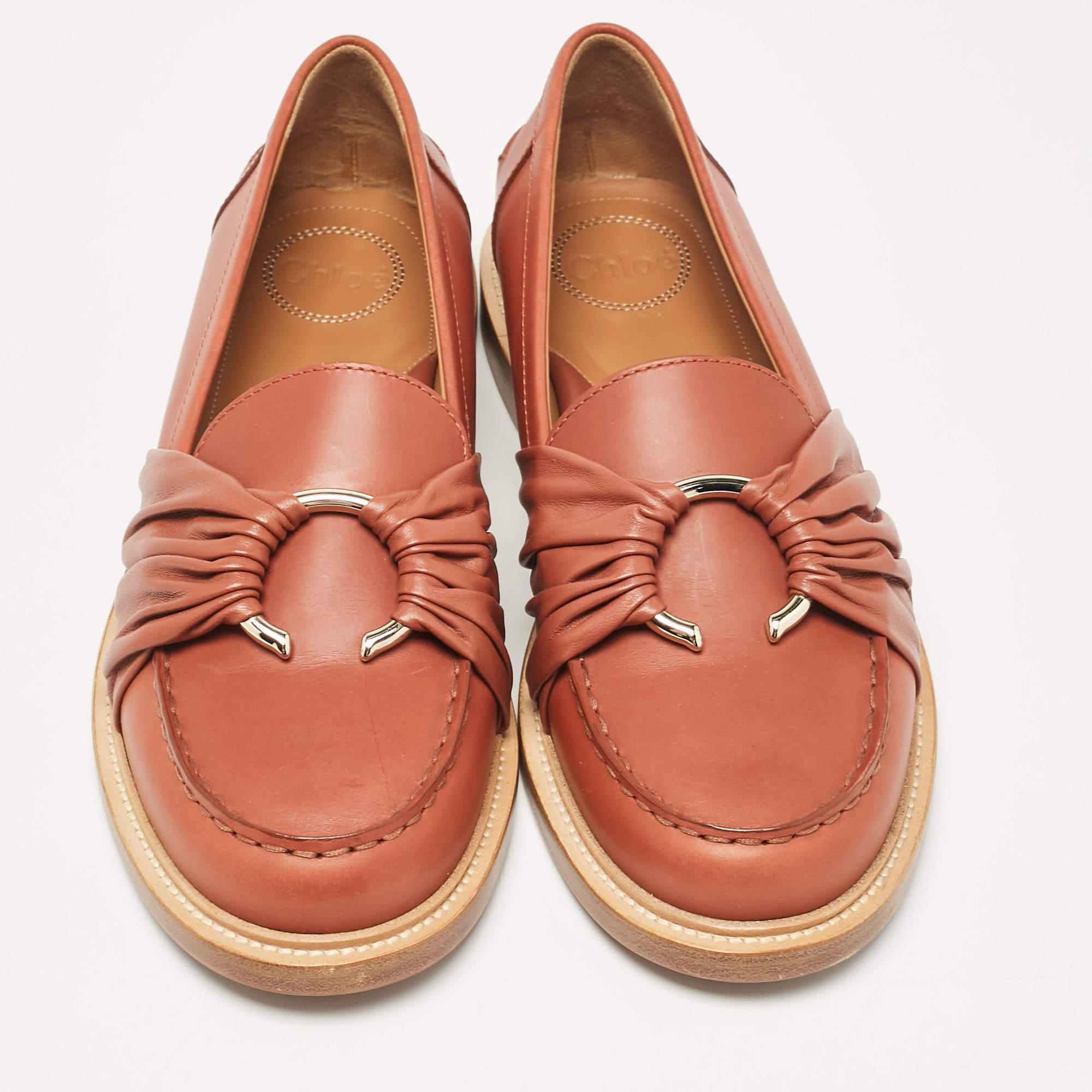 Marron Chloe Mocassins en cuir Brown Taille 40.5