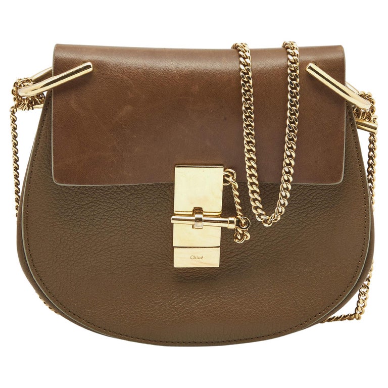 Chloe Brown Leather Small Drew Chain Crossbody Bag For Sale at 1stDibs