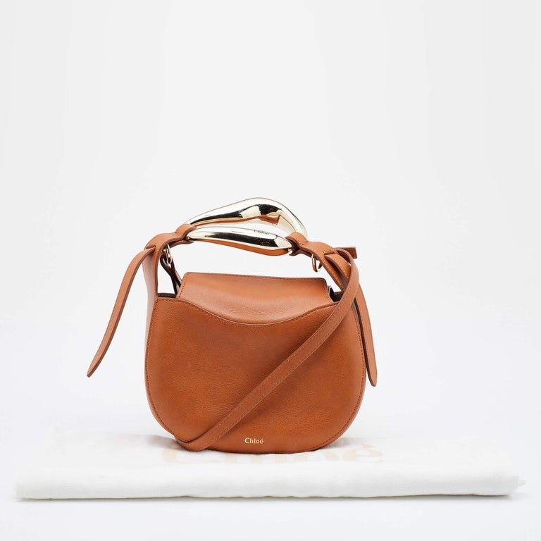 Chloe Brown Leather Small Kiss Crossbody Bag For Sale at 1stDibs