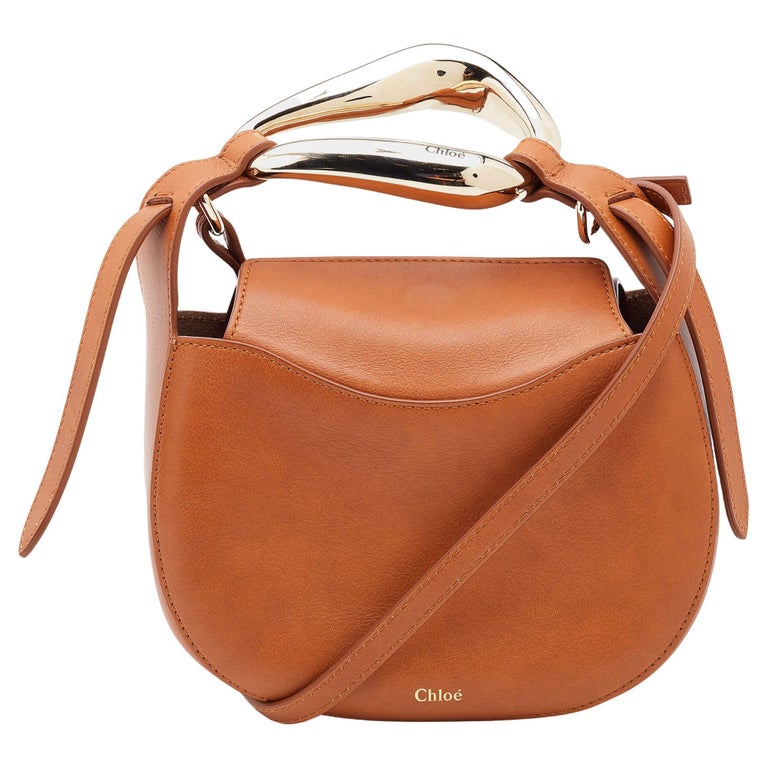 Chloe Brown Leather Small Kiss Crossbody Bag For Sale at 1stDibs