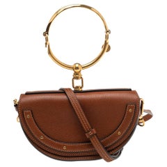 Chloé Brown Leather Small Nile Bracelet Minaudiere Crossbody Bag