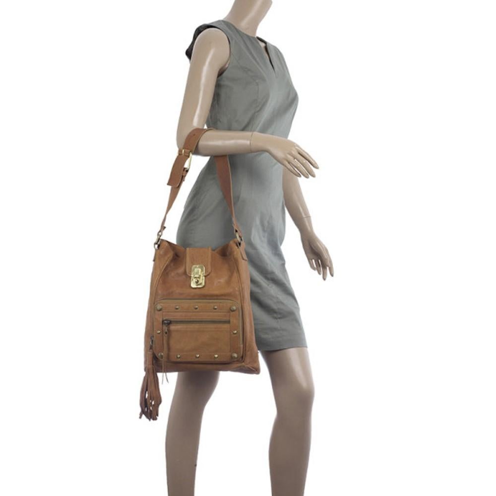 Chloe Brown Leather Tassel Hobo Bag In Good Condition In Dubai, Al Qouz 2