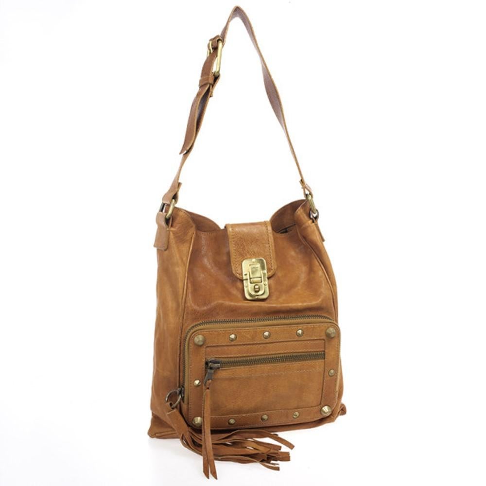 Women's Chloe Brown Leather Tassel Hobo Bag