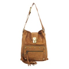 Chloe Brown Leather Tassel Hobo Bag