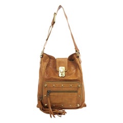 Chloe Brown Leather Tassel Hobo Bag