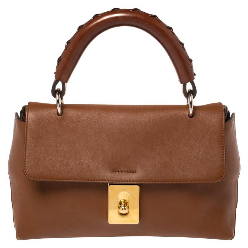 Chloe Brown Leather Top Handle Bag