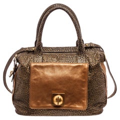 Chloe Brown Leather Two Way Shoulder Bag with gold-tone hardware, trim leather