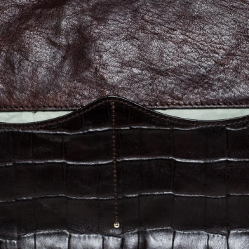 Chloe Brown Leather Vintage Chain Tote en venta 5