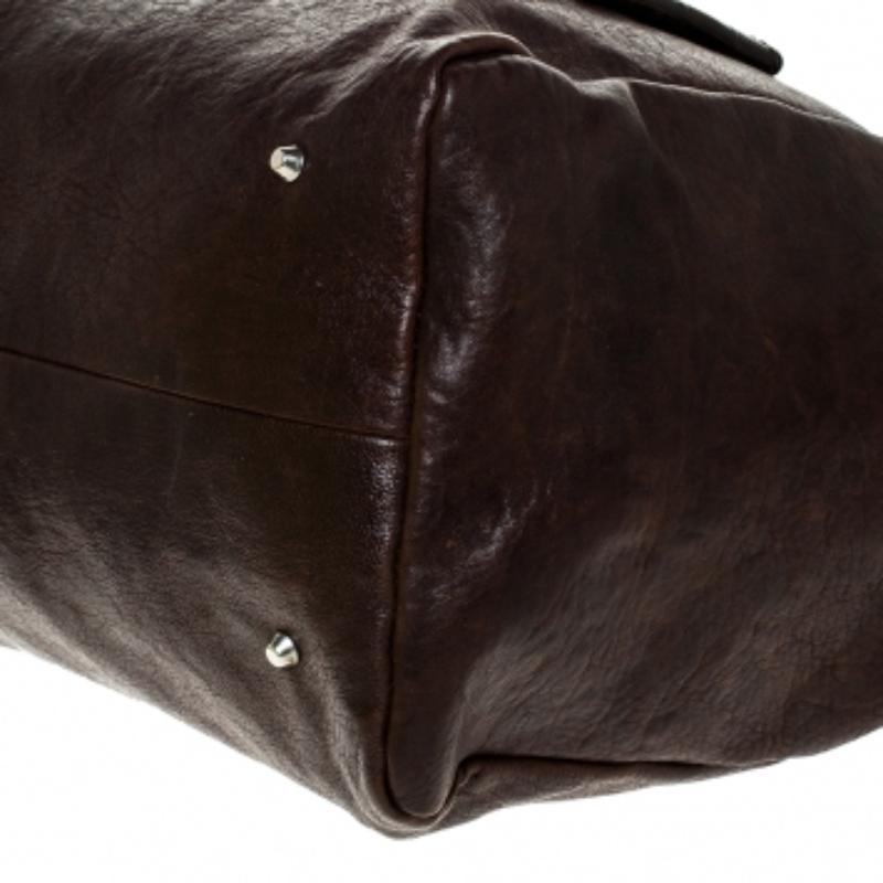 Chloe Brown Leather Vintage Chain Tote en venta 1