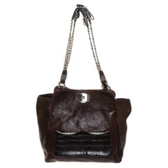 Chloe Braunes Leder Vintage Kette Tote