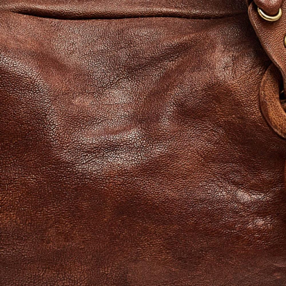 Chloe Brown Leather Zip Shoulder Bag For Sale 2