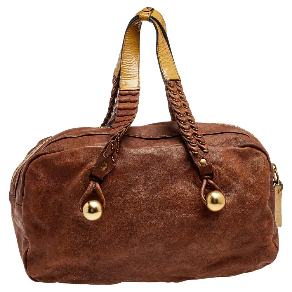 Chloe Brown Leather Zip Shoulder Bag For Sale 4