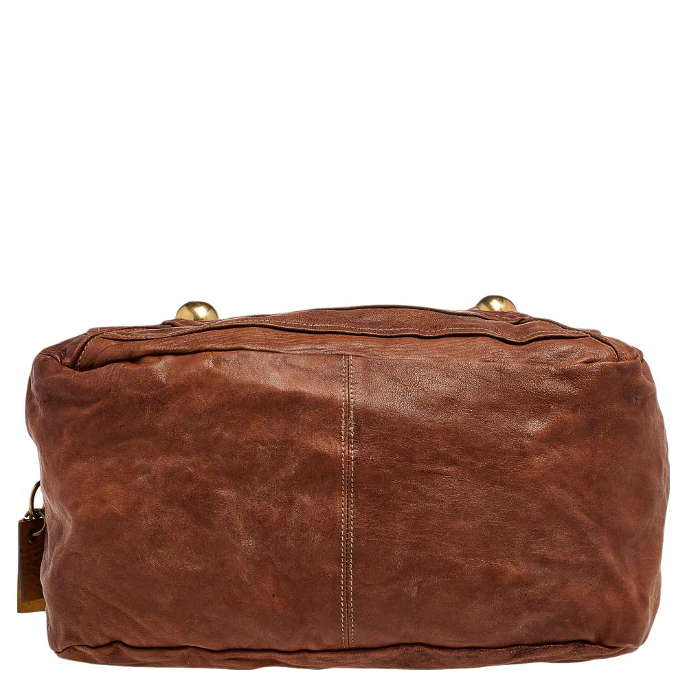 Chloe Brown Leather Zip Shoulder Bag For Sale 5