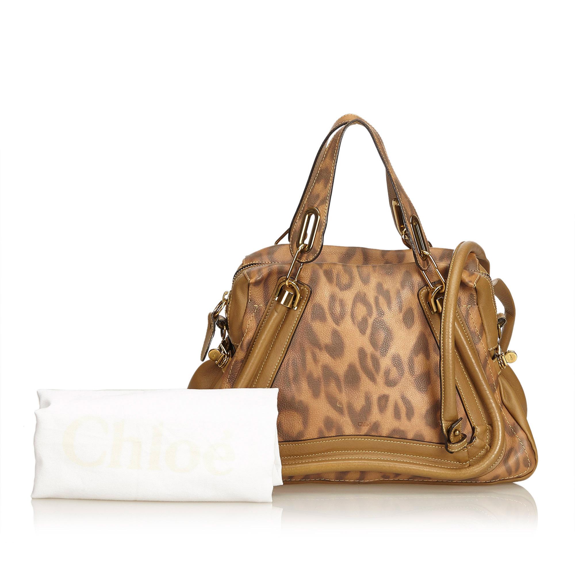 Chloe Brown Leopard-Printed Leather Paraty 6