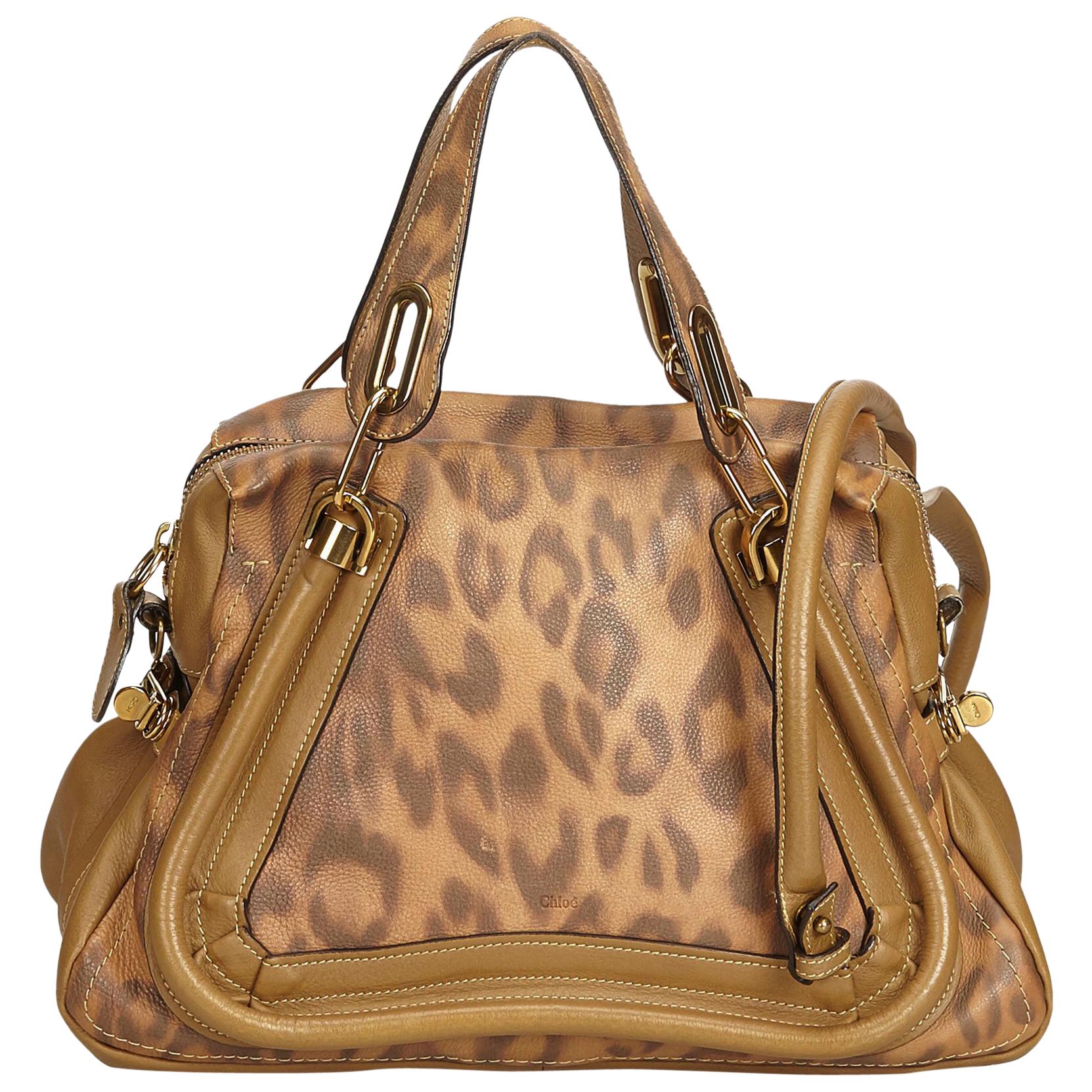 Chloe Brown Leopard-Printed Leather Paraty