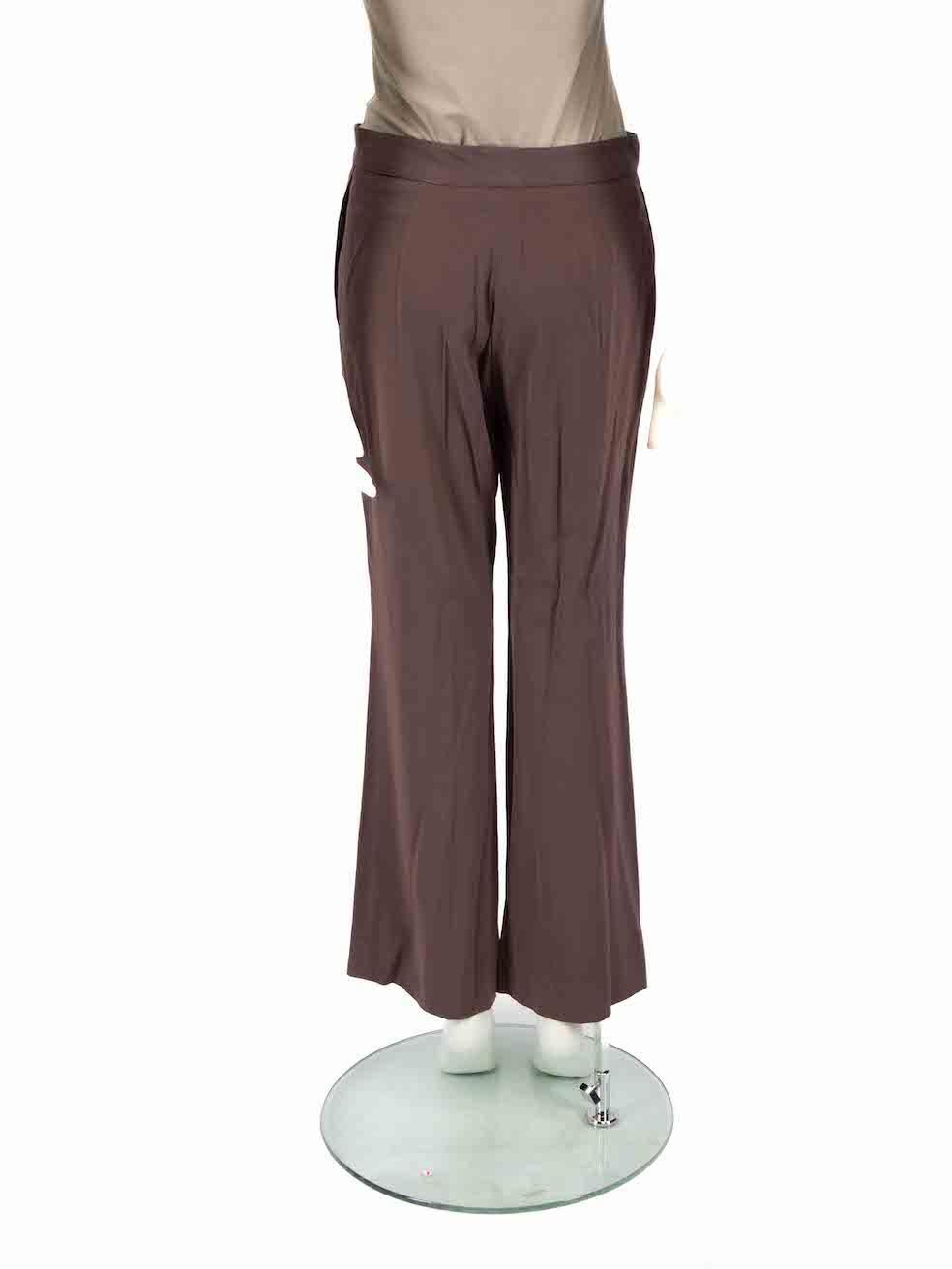Chloé Brown Mid-Rise Straight Leg Trousers Size L In Good Condition For Sale In London, GB