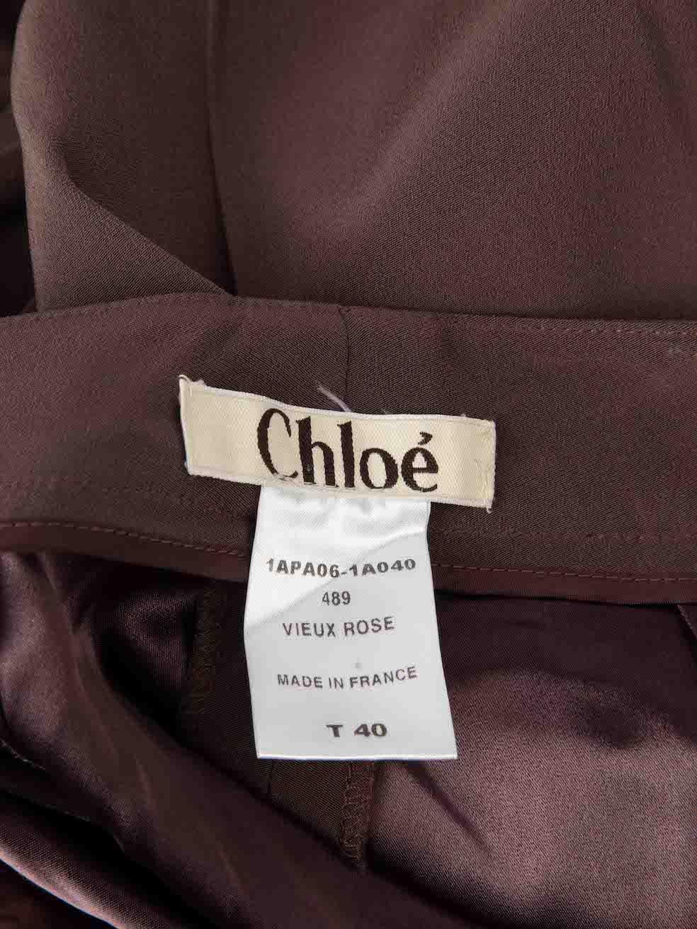 Chloé Brown Mid-Rise Straight Leg Trousers Size L For Sale 2