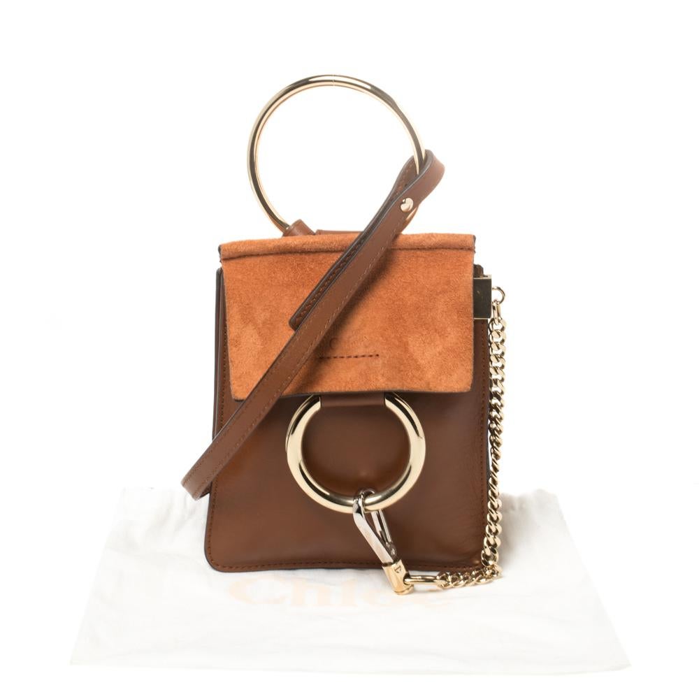 Chloe Brown/Orange Leather and Suede Mini Faye Crossbody Bag 7