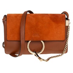 chloe brown suede bag Chloe Brown/Orange Leather and Suede Small Faye Shoulder Bag