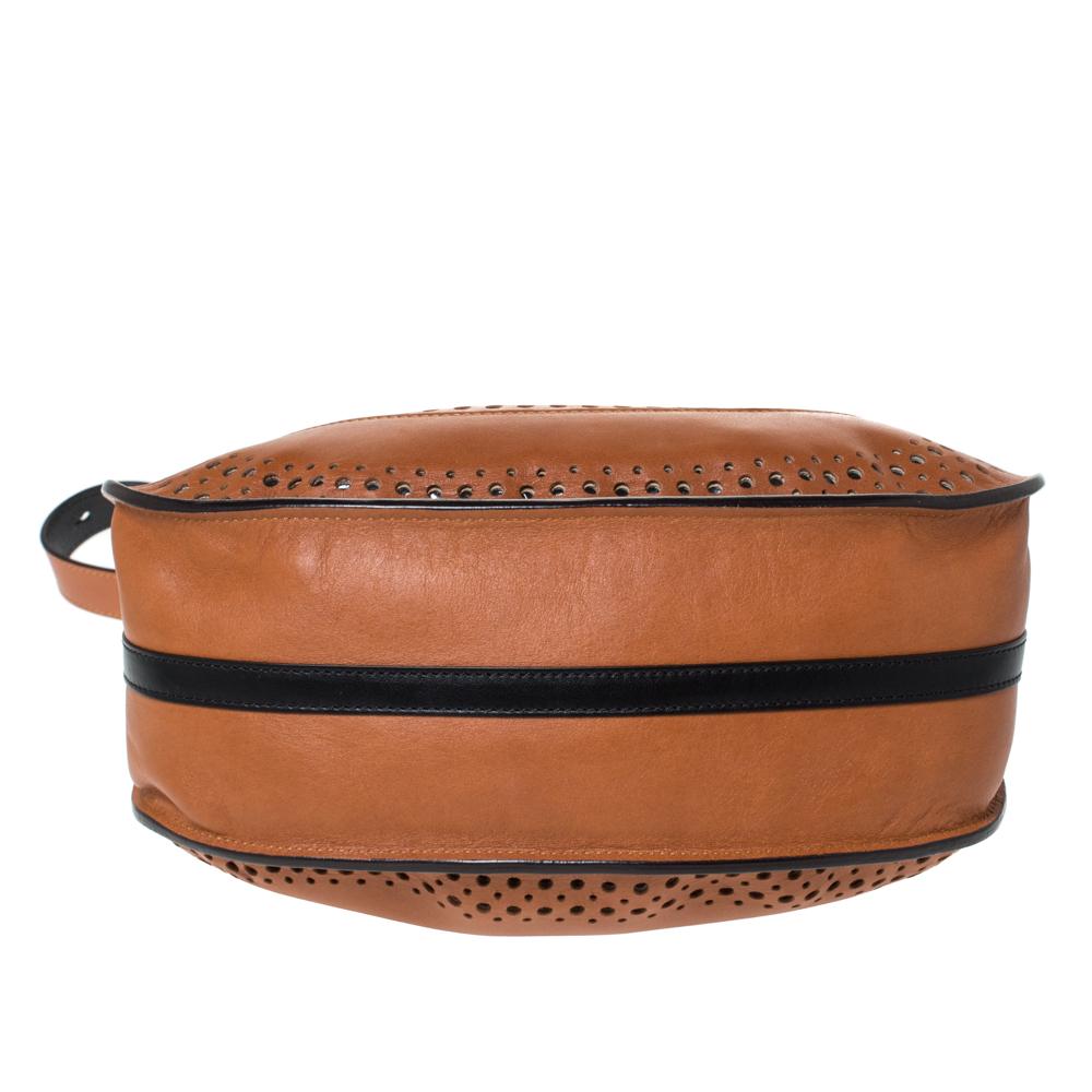 Chloe Brown Perforated Leather Hayley Shoulder Bag 1