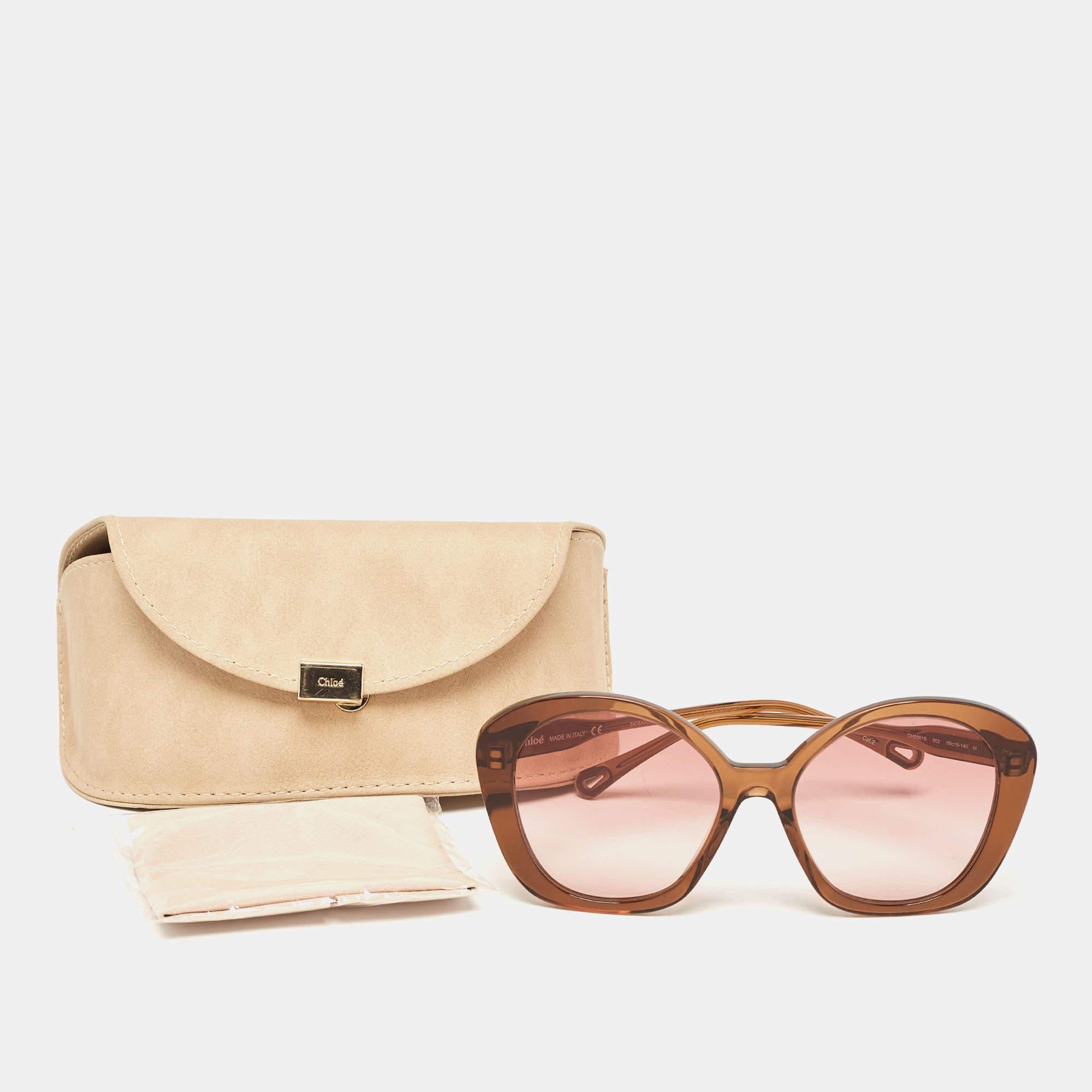 Women's Chloe Brown/Pink Gradient CH0081S Oversized Sunglasses For Sale