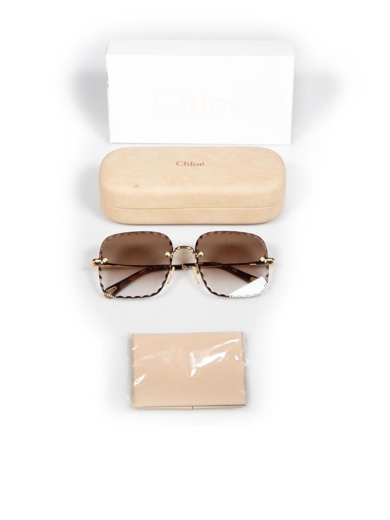Chloé Brown Rimless Scalloped Square Sunglasses at 1stDibs display picture 2