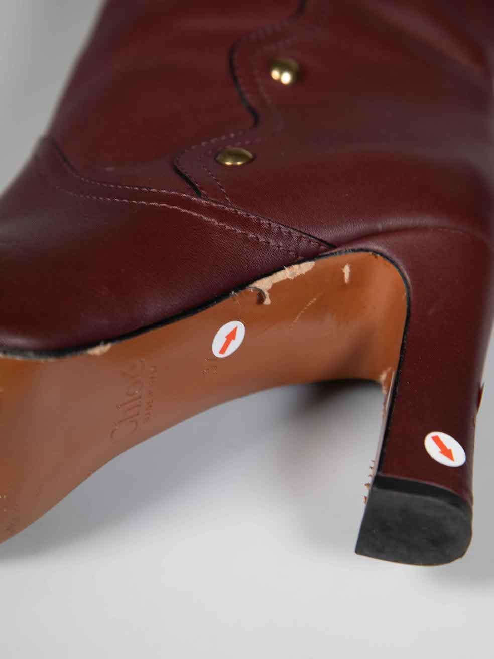 Chloé Brown Scalloped Studded Detail Boots Size IT 37 2
