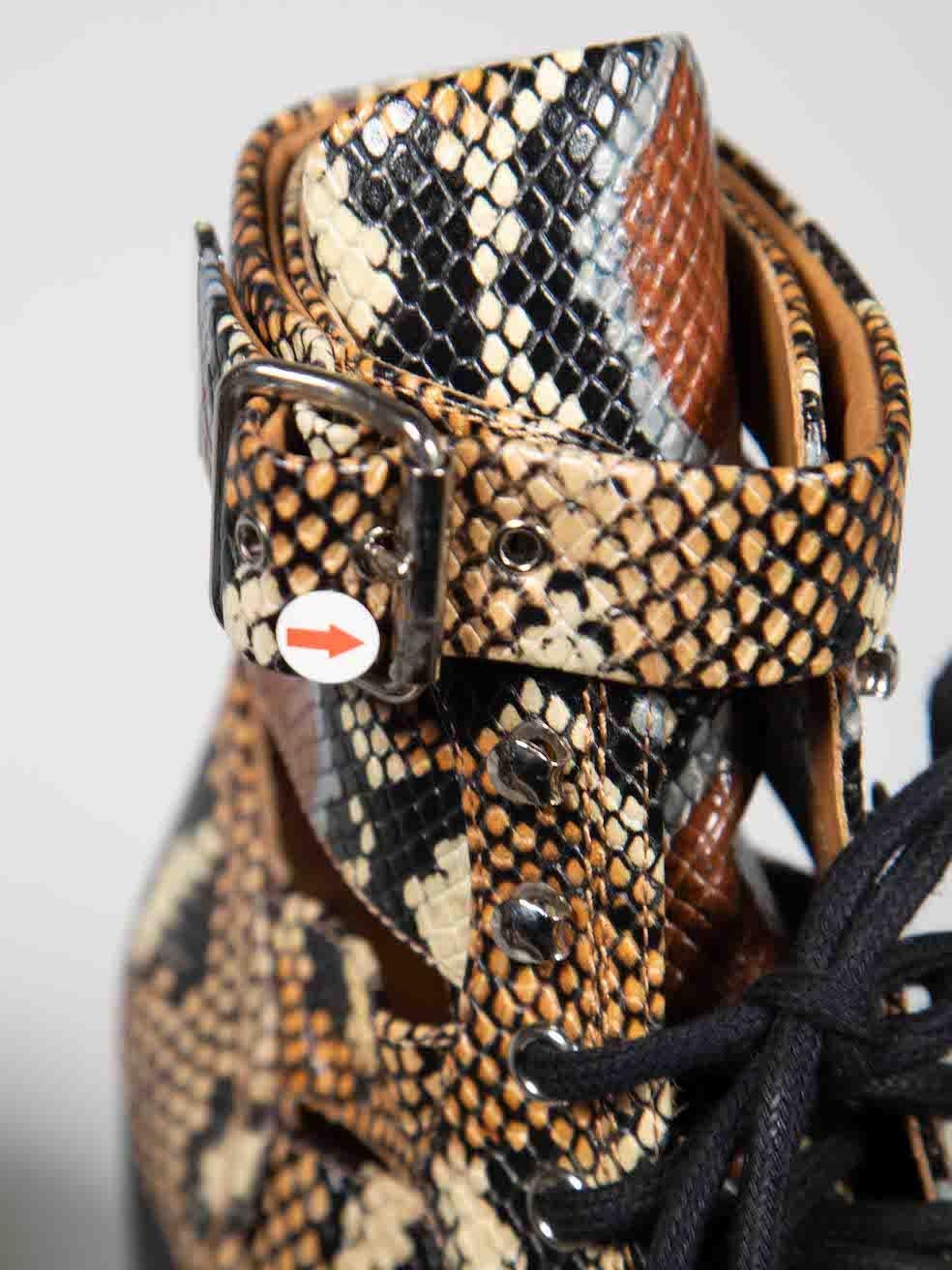 Chloé Brown Snakeskin Embossed Lace Up Heels Size IT 38 2