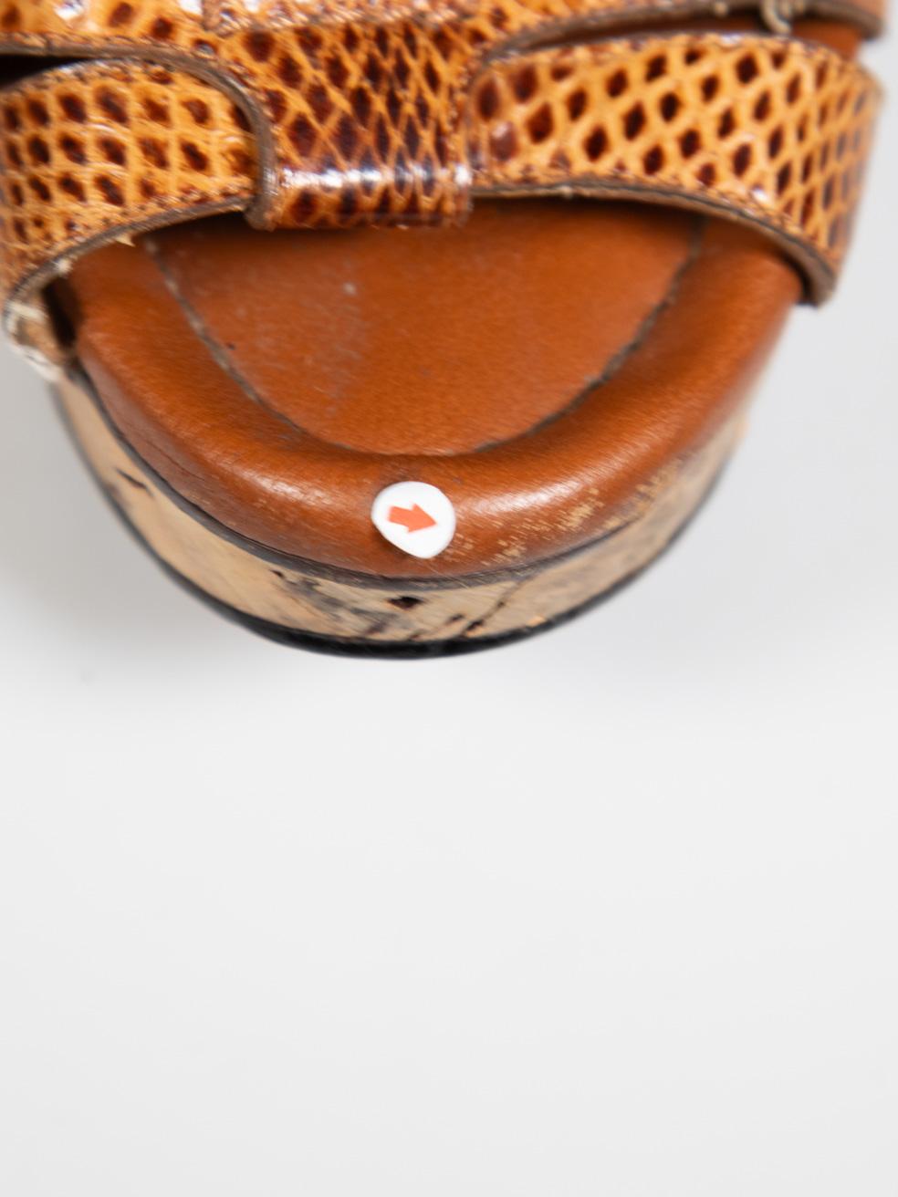 Chloé Brown Snakeskin Platform Wedge Sandals Size IT 38 For Sale 2