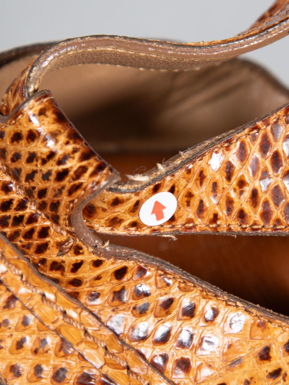 Chloé Brown Snakeskin Platform Wedge Sandals Size IT 38 For Sale 4