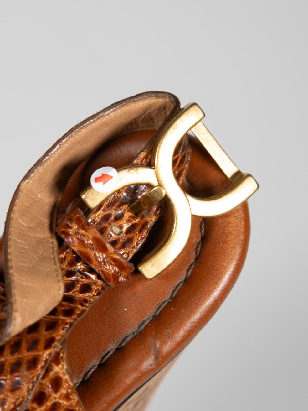 Chloé Brown Snakeskin Platform Wedge Sandals Size IT 38 For Sale 5