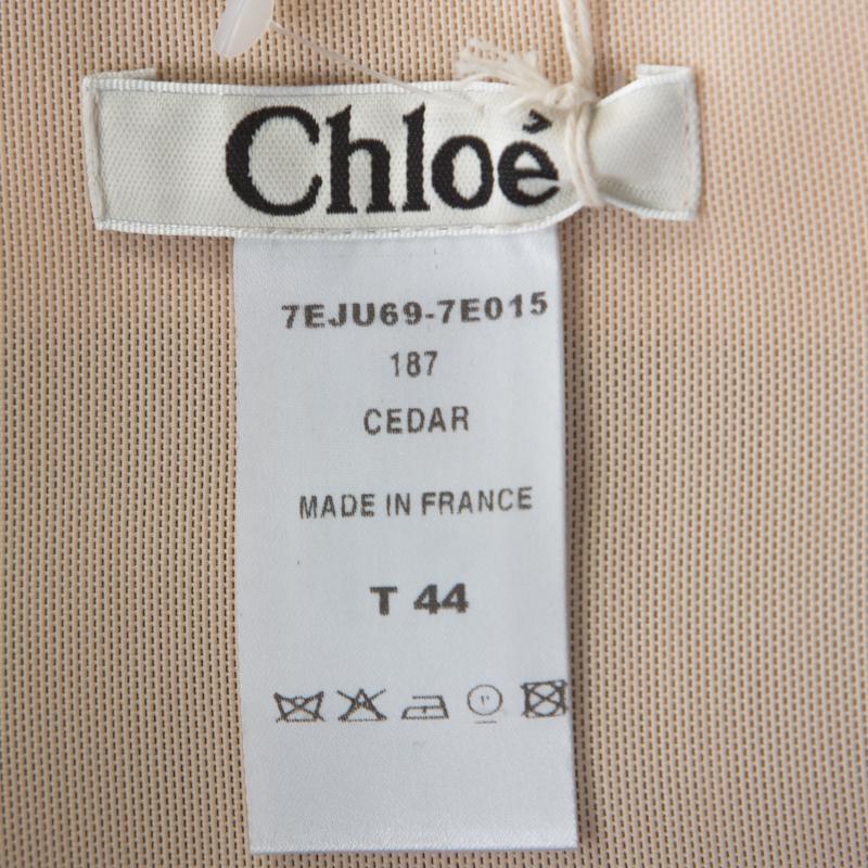 Chloe Brown Stretch Crepe Corset Detail Midi Skirt L In Good Condition For Sale In Dubai, Al Qouz 2