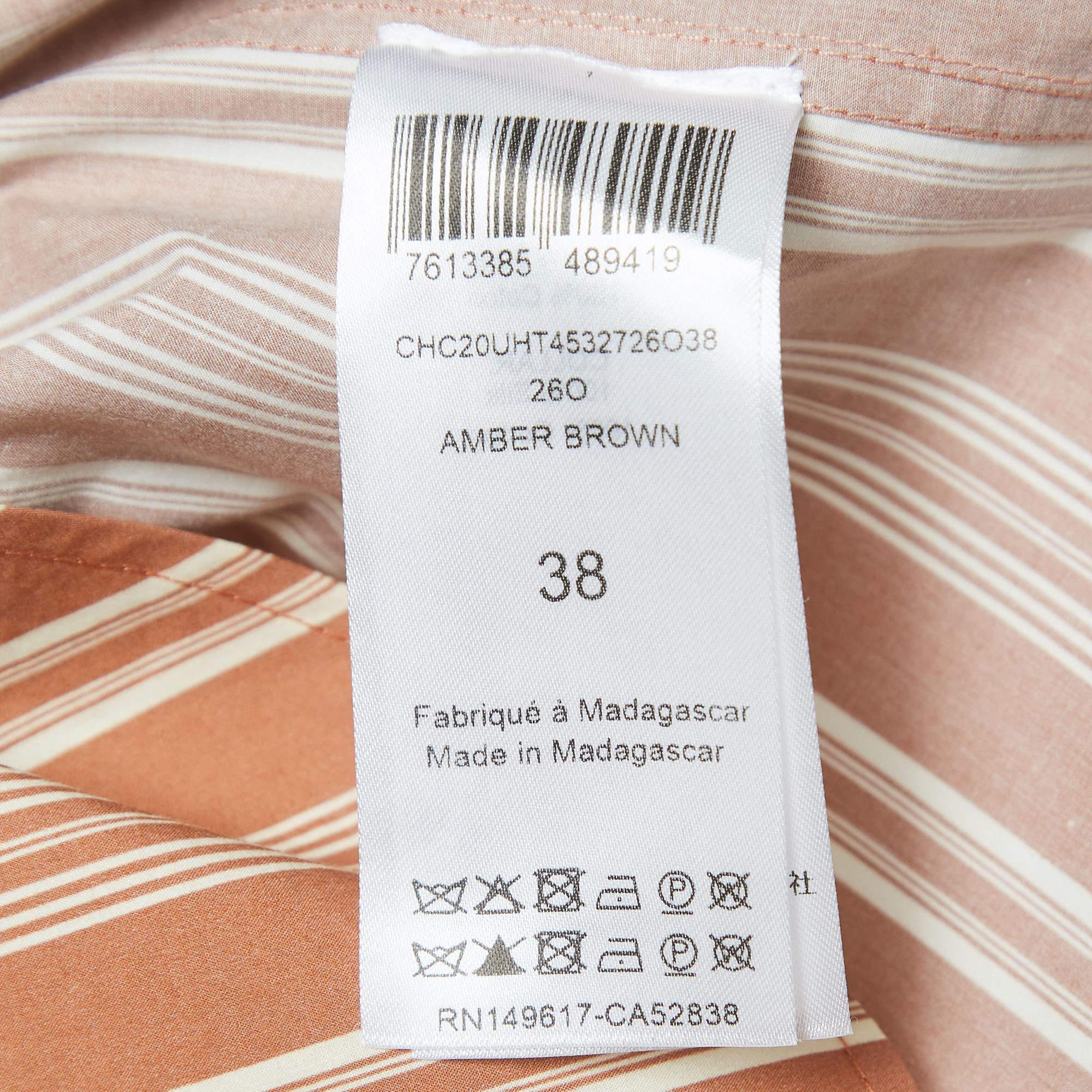 Chloe Brown Streifendruck Seidenkrawatte Top M im Angebot 1