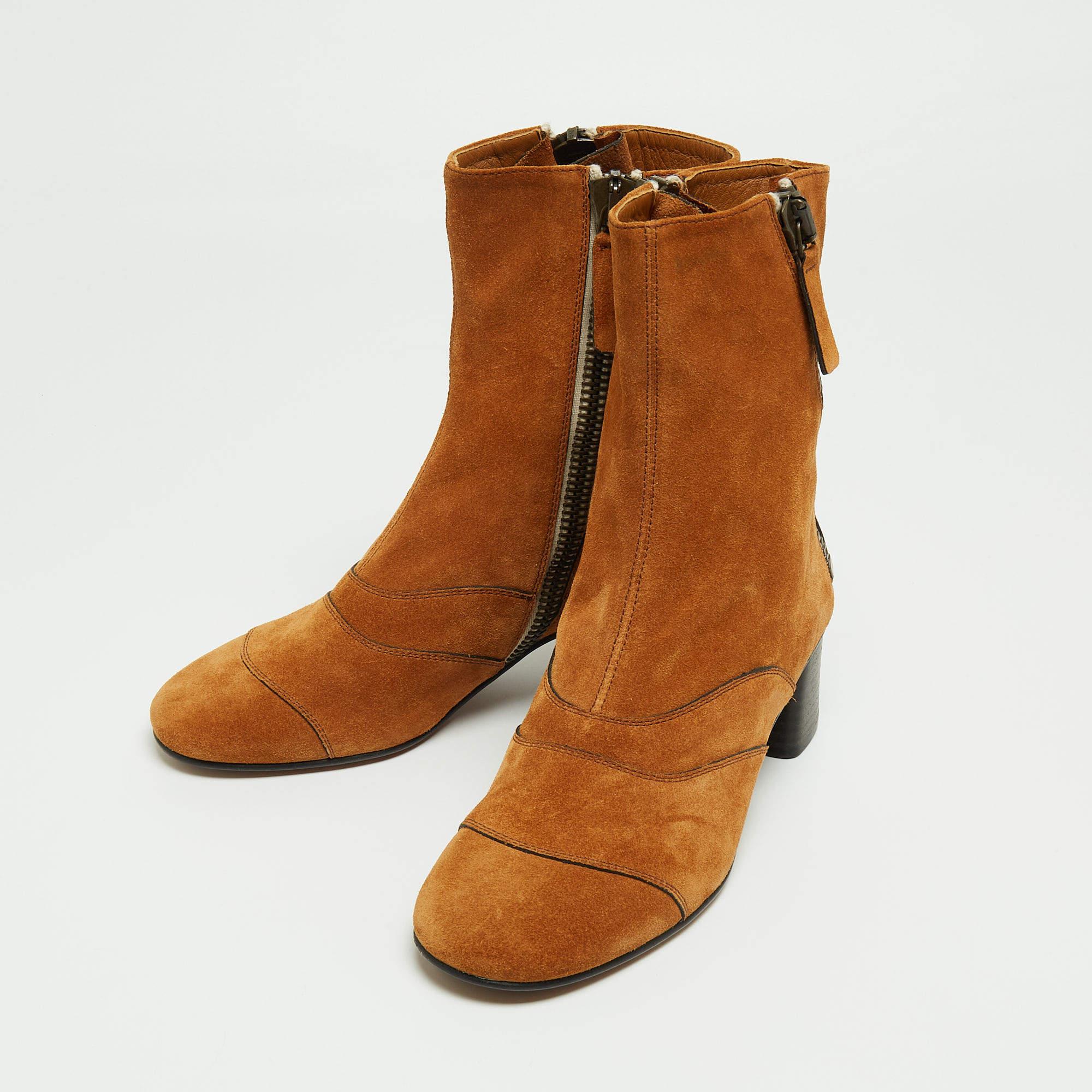 Chloe Brown Suede Ankle Boots Size 36 3