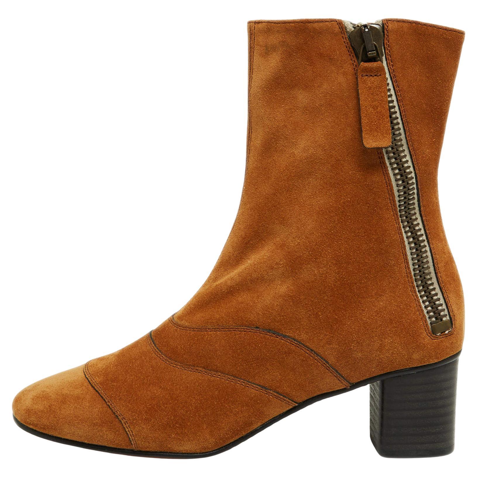 Chloe Brown Suede Ankle Boots Size 36
