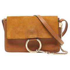 Chloe Brown/Tan Leather and Suede Small Faye Shoulder Bag