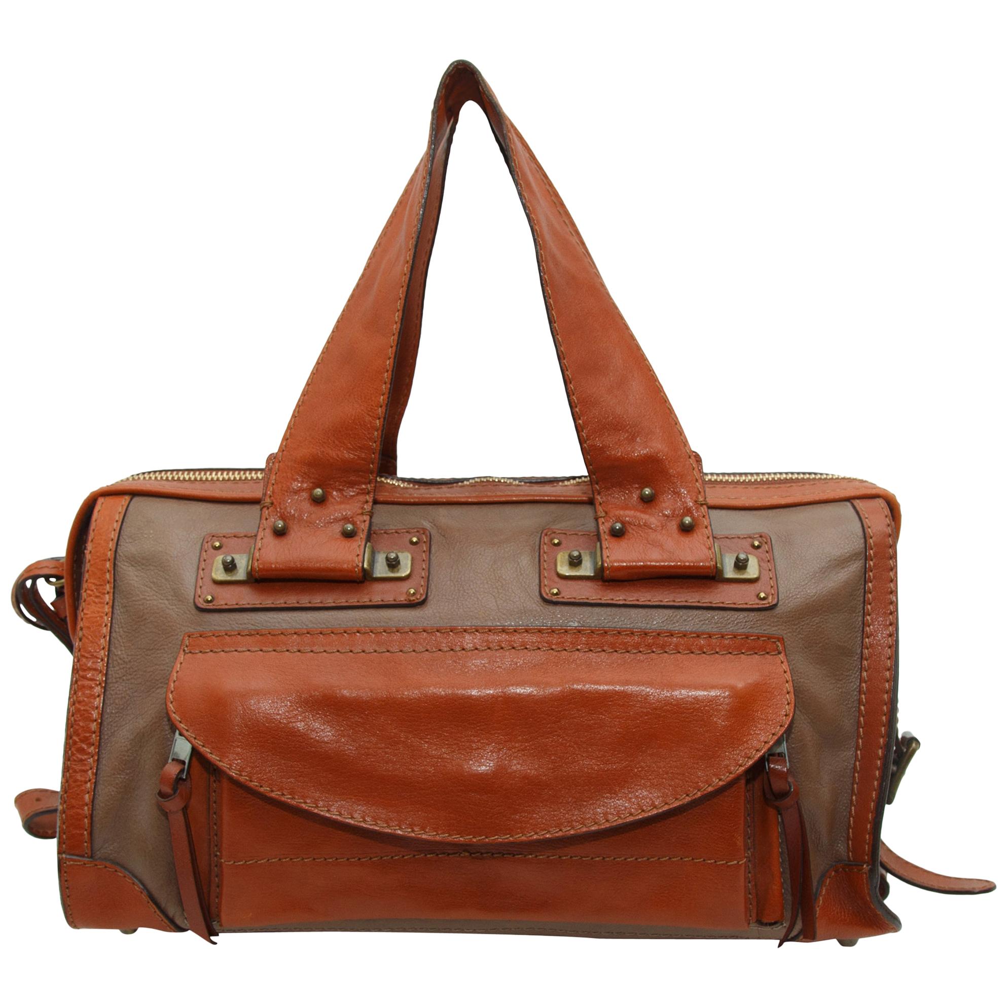  Chloe Brown & Tan Leather Tracy Bag