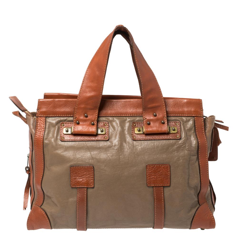 tan leather satchel